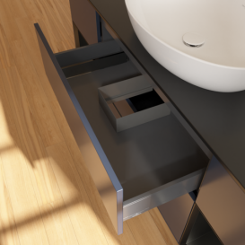 Тумба под раковину Villeroy & Boch Finion 160х50,1 см с подсветкой МДФ темно-синий матовый лак/стекло черное матовое F982PDHG