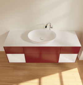 Тумба под раковину Villeroy & Boch Finion 160х50,1 см с подсветкой МДФ пион матовый лак/стекло белое матовое G981GFHB