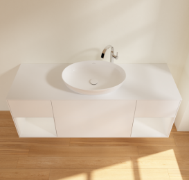 Тумба под раковину Villeroy & Boch Finion 160х50,1 см с подсветкой МДФ белый матовый лак/стекло белое матовое G981GFMT