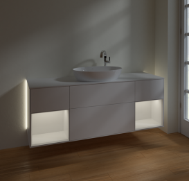 Тумба под раковину Villeroy & Boch Finion 160х50,1 см с подсветкой МДФ белый матовый лак/стекло белое матовое G981GFMT