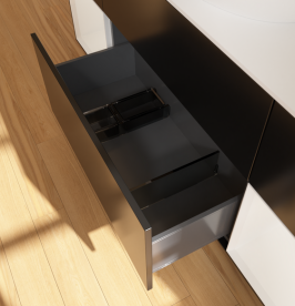 Тумба под раковину Villeroy & Boch Finion 160х50,1 см с подсветкой МДФ черный матовый лак/стекло белое матовое G981GFPD