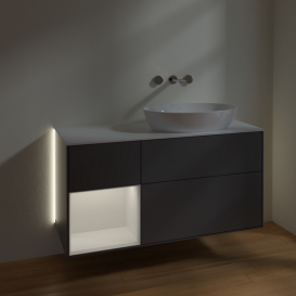 Тумба под раковину Villeroy & Boch Finion 120х50,1 см с подсветкой МДФ антрацит матовый лак/стекло белое матовое GA41GFGK