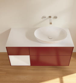 Тумба под раковину Villeroy & Boch Finion 120х50,1 см с подсветкой МДФ пион матовый лак/стекло белое матовое GA41GFHB