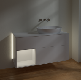 Тумба под раковину Villeroy & Boch Finion 120х50,1 см с подсветкой МДФ белый матовый лак/стекло белое матовое GA41GFMT