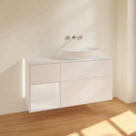 Тумба под раковину Villeroy & Boch Finion 120х50,1 см с подсветкой МДФ белый матовый лак/стекло белое матовое GA41GFMT