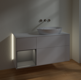 Тумба под раковину Villeroy & Boch Finion 120х50,1 см с подсветкой МДФ глянцевый белый лак/стекло белое матовое GA41GKGF