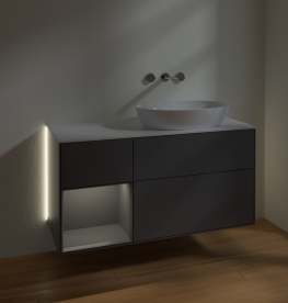 Тумба под раковину Villeroy & Boch Finion 120х50,1 см с подсветкой МДФ антрацит матовый лак/стекло белое матовое GA41GKGK