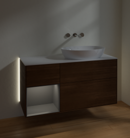 Тумба под раковину Villeroy & Boch Finion 120х50,1 см с подсветкой МДФ шпон грецкого ореха/стекло белое матовое GA41GKGN