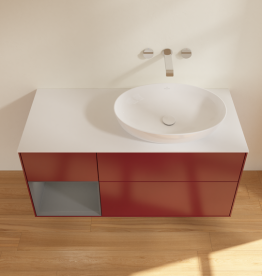 Тумба под раковину Villeroy & Boch Finion 120х50,1 см с подсветкой МДФ пион матовый лак/стекло белое матовое GA41GKHB