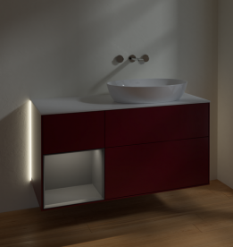 Тумба под раковину Villeroy & Boch Finion 120х50,1 см с подсветкой МДФ пион матовый лак/стекло белое матовое GA41GKHB