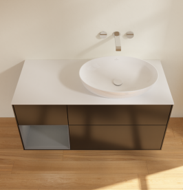 Тумба под раковину Villeroy & Boch Finion 120х50,1 см с подсветкой МДФ черный матовый лак/стекло белое матовое GA41GKPD