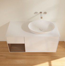 Тумба под раковину Villeroy & Boch Finion 120х50,1 см с подсветкой МДФ глянцевый белый лак/стекло белое матовое GA41GNGF