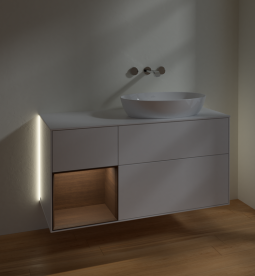 Тумба под раковину Villeroy & Boch Finion 120х50,1 см с подсветкой МДФ глянцевый белый лак/стекло белое матовое GA41GNGF