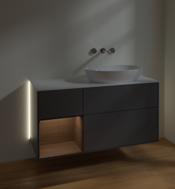 Тумба под раковину Villeroy & Boch Finion 120х50,1 см с подсветкой МДФ антрацит матовый лак/стекло белое матовое GA41GNGK