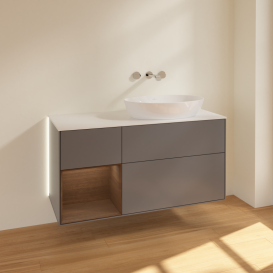 Тумба под раковину Villeroy & Boch Finion 120х50,1 см с подсветкой МДФ антрацит матовый лак/стекло белое матовое GA41GNGK