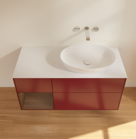 Тумба под раковину Villeroy & Boch Finion 120х50,1 см с подсветкой МДФ пион матовый лак/стекло белое матовое GA41GNHB