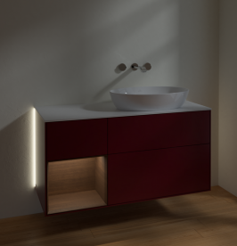 Тумба под раковину Villeroy & Boch Finion 120х50,1 см с подсветкой МДФ пион матовый лак/стекло белое матовое GA41GNHB