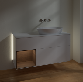 Тумба под раковину Villeroy & Boch Finion 120х50,1 см с подсветкой МДФ белый матовый лак/стекло белое матовое GA41GNMT