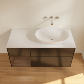 Тумба под раковину Villeroy & Boch Finion 120х50,1 см с подсветкой МДФ черный матовый лак/стекло белое матовое GA41GNPD