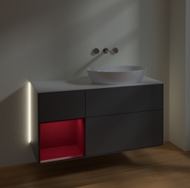 Тумба под раковину Villeroy & Boch Finion 120х50,1 см с подсветкой МДФ антрацит матовый лак/стекло белое матовое GA41HBGK