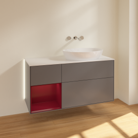 Тумба под раковину Villeroy & Boch Finion 120х50,1 см с подсветкой МДФ антрацит матовый лак/стекло белое матовое GA41HBGK