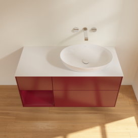 Тумба под раковину Villeroy & Boch Finion 120х50,1 см с подсветкой МДФ пион матовый лак/стекло белое матовое GA41HBHB