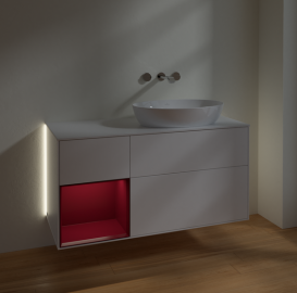 Тумба под раковину Villeroy & Boch Finion 120х50,1 см с подсветкой МДФ белый матовый лак/стекло белое матовое GA41HBMT