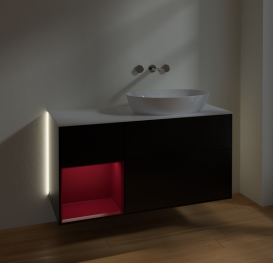 Тумба под раковину Villeroy & Boch Finion 120х50,1 см с подсветкой МДФ черный матовый лак/стекло белое матовое GA41HBPD