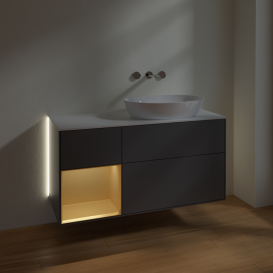 Тумба под раковину Villeroy & Boch Finion 120х50,1 см с подсветкой МДФ антрацит матовый лак/стекло белое матовое GA41HFGK