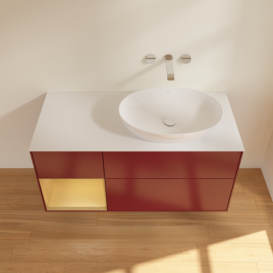 Тумба под раковину Villeroy & Boch Finion 120х50,1 см с подсветкой МДФ пион матовый лак/стекло белое матовое GA41HFHB