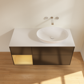 Тумба под раковину Villeroy & Boch Finion 120х50,1 см с подсветкой МДФ черный матовый лак/стекло белое матовое GA41HFPD