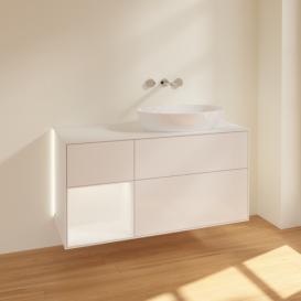 Тумба под раковину Villeroy & Boch Finion 120х50,1 см с подсветкой МДФ глянцевый белый лак/стекло белое матовое GA41MTGF
