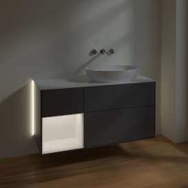 Тумба под раковину Villeroy & Boch Finion 120х50,1 см с подсветкой МДФ антрацит матовый лак/стекло белое матовое GA41MTGK