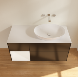 Тумба под раковину Villeroy & Boch Finion 120х50,1 см с подсветкой МДФ черный матовый лак/стекло белое матовое GA41MTPD