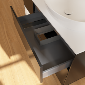 Тумба под раковину Villeroy & Boch Finion 120х50,1 см с подсветкой МДФ черный матовый лак/стекло белое матовое GA41MTPD