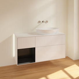 Тумба под раковину Villeroy & Boch Finion 120х50,1 см с подсветкой МДФ глянцевый белый лак/стекло белое матовое GA41PDGF