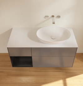 Тумба под раковину Villeroy & Boch Finion 120х50,1 см с подсветкой МДФ антрацит матовый лак/стекло белое матовое GA41PDGK