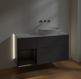 Тумба под раковину Villeroy & Boch Finion 120х50,1 см с подсветкой МДФ антрацит матовый лак/стекло белое матовое GA41PDGK