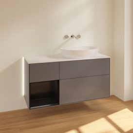 Тумба под раковину Villeroy & Boch Finion 120х50,1 см с подсветкой МДФ антрацит матовый лак/стекло белое матовое GA41PDGK