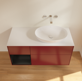 Тумба под раковину Villeroy & Boch Finion 120х50,1 см с подсветкой МДФ пион матовый лак/стекло белое матовое GA41PDHB