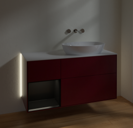 Тумба под раковину Villeroy & Boch Finion 120х50,1 см с подсветкой МДФ пион матовый лак/стекло белое матовое GA41PDHB