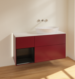 Тумба под раковину Villeroy & Boch Finion 120х50,1 см с подсветкой МДФ пион матовый лак/стекло белое матовое GA41PDHB