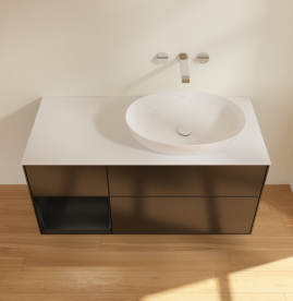 Тумба под раковину Villeroy & Boch Finion 120х50,1 см с подсветкой МДФ черный матовый лак/стекло белое матовое GA41PDPD