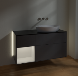 Тумба под раковину Villeroy & Boch Finion 120х50,1 см с подсветкой МДФ антрацит матовый лак/стекло черное матовое GA42GFGK