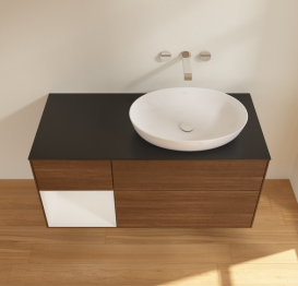 Тумба под раковину Villeroy & Boch Finion 120х50,1 см с подсветкой МДФ шпон грецкого ореха/стекло черное матовое GA42GFGN