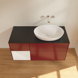 Тумба под раковину Villeroy & Boch Finion 120х50,1 см с подсветкой МДФ пион матовый лак/стекло черное матовое GA42GFHB