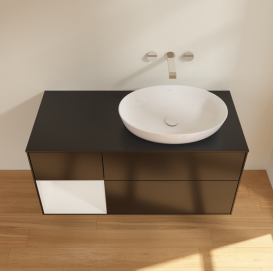 Тумба под раковину Villeroy & Boch Finion 120х50,1 см с подсветкой МДФ черный матовый лак/стекло черное матовое GA42GFPD