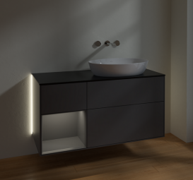Тумба под раковину Villeroy & Boch Finion 120х50,1 см с подсветкой МДФ антрацит матовый лак/стекло черное матовое GA42GKGK