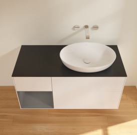 Тумба под раковину Villeroy & Boch Finion 120х50,1 см с подсветкой МДФ белый матовый лак/стекло черное матовое GA42GKMT