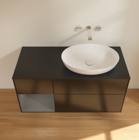 Тумба под раковину Villeroy & Boch Finion 120х50,1 см с подсветкой МДФ черный матовый лак/стекло черное матовое GA42GKPD